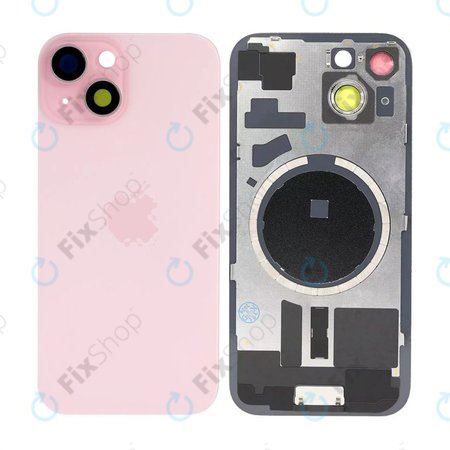 Apple iPhone 15 - Rückgehäuseglas + Kameraglas + Metallplatte + Magsafe-Magnet (Pink)