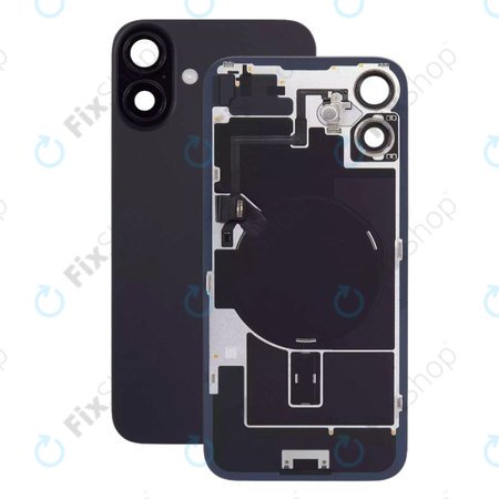 Apple iPhone 16 - Rückgehäuseglas + Kameraglas + Metallplatte + Magsafe-Magnet (Black)