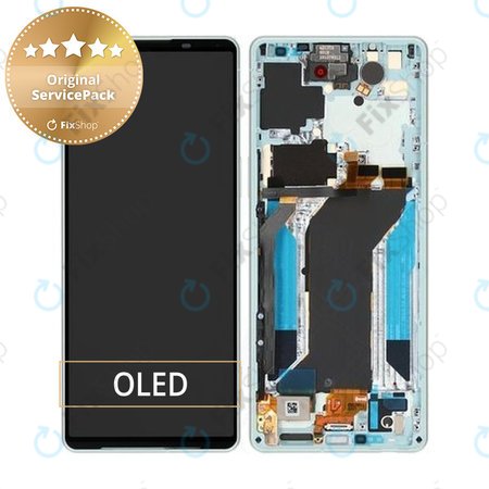 Sony Xperia 1 IV XQCT54 - LCD Display + Touchscreen Front Glas + Rahmen (White) - A5046145A Genuine Service Pack