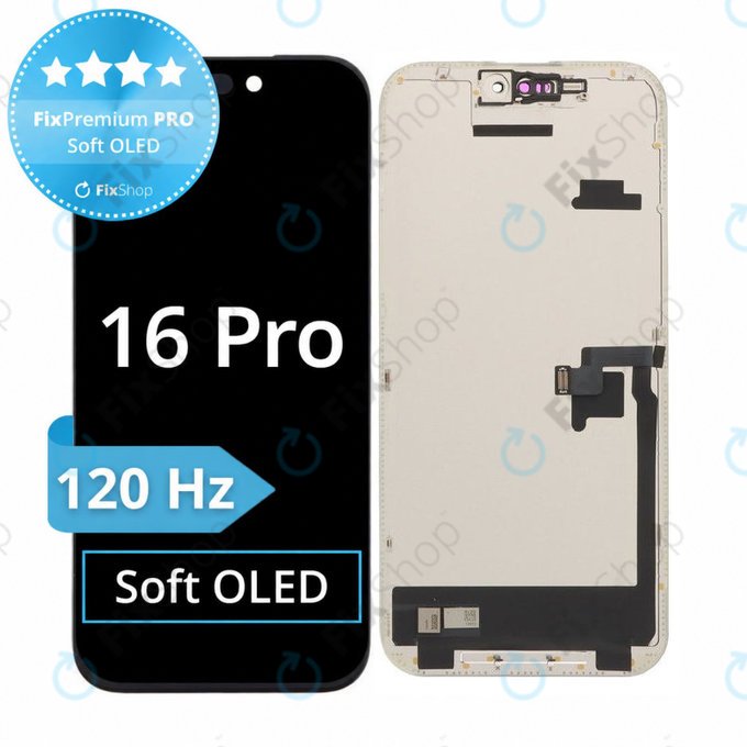 Display Soft OLED 120Hz für iPhone 16 Pro, Touchscreen-Glas mit Rahmen, FixPremium PRO