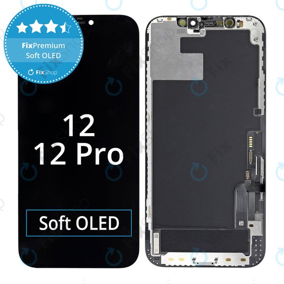 Display Soft OLED für iPhone 12, 12 Pro, Touchscreen-Glas mit Rahmen, FixPremium
