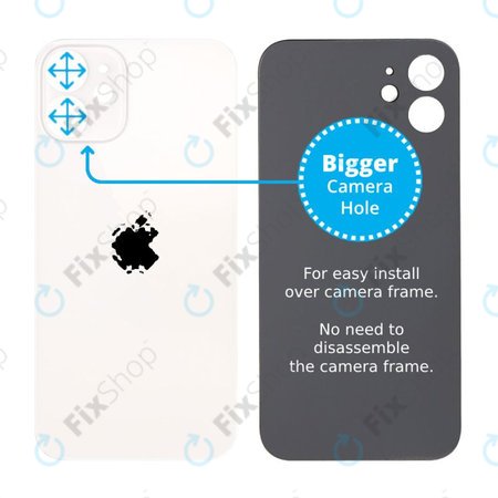 Apple iPhone 12 Mini - Backcover Glas Vergrössertes Ringloch für die Kamera (White)