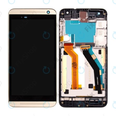 HTC One E9 Plus - LCD Display + Touchscreen front Glas + Rahmen (Gold) - 97H00021-02