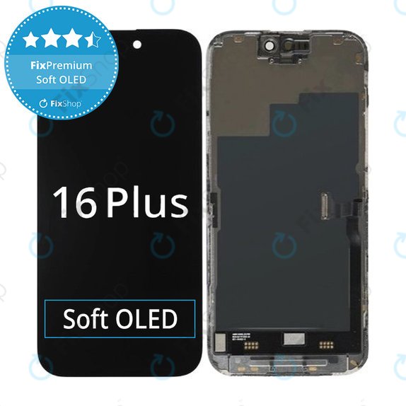 Display Soft OLED für iPhone 16 Plus, Touchscreen-Glas mit Rahmen, FixPremium