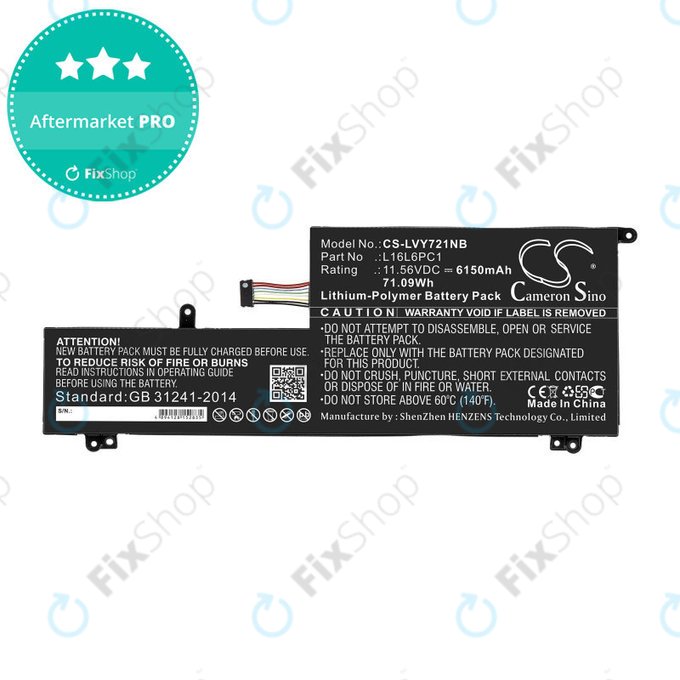 Batterie für Lenovo Yoga 720-15, 6150mAh, Li-Pol, 11.56V, L16L6PC1, HQ