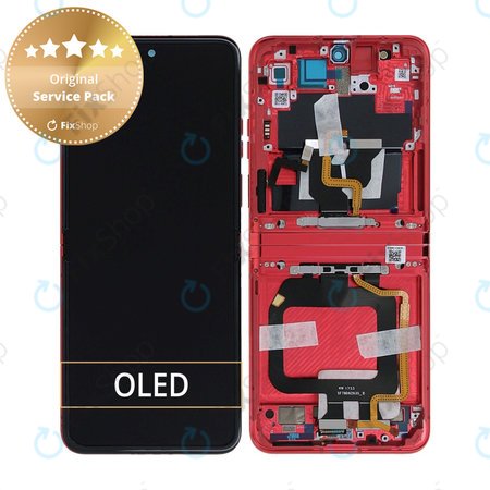 Motorola Razr 40 Ultra - LCD Display + Touchscreen Front Glas + Rahmen (Viva Magenta) - 5D68C22598 Genuine Service Pack
