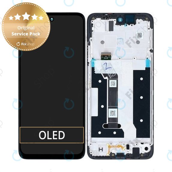 Motorola Moto G35 5G - LCD Display + Touchscreen Front Glas + Rahmen (Black) - 5D68C28856 Genuine Service Pack