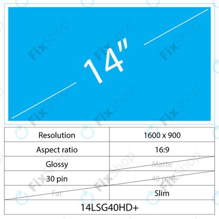 14 LCD Slim Glossy 40 pin HD+