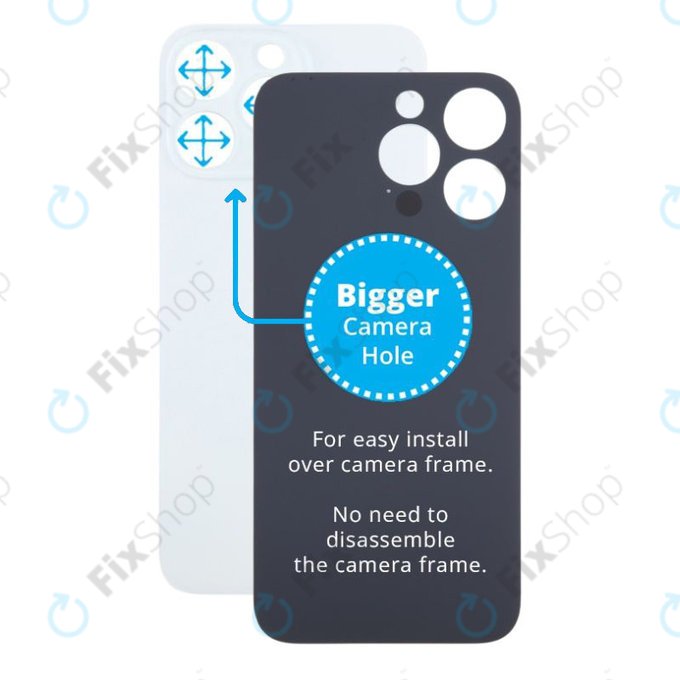 Apple iPhone 15 Pro Max - Backcover Glas Vergrössertes Ringloch für die Kamera (White Titanium)