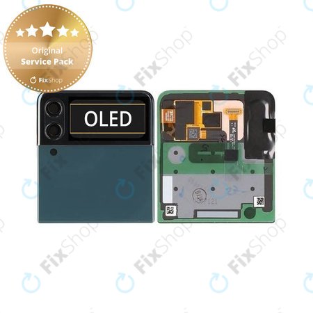 Samsung Galaxy Z Flip 3 F711B - LCD Display + Touchscreen Front Glas + Rahmen (Externe) (Green) - GH97-26773C Genuine Service Pack