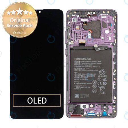 Huawei Mate 30 - LCD Display + Touchscreen Front Glas + Rahmen + Akku Batterie (Cosmic Purple) - 02353EEK Genuine Service Pack