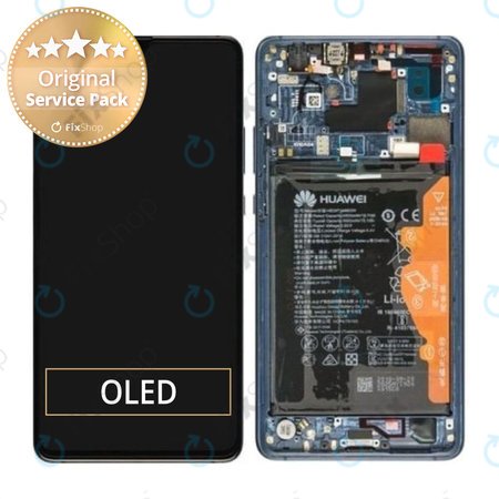 Huawei Mate 20 X - LCD Display + Touchscreen Front Glas + Rahmen + Akku Batterie (Midnight Blue) - 02352GBD Genuine Service Pack