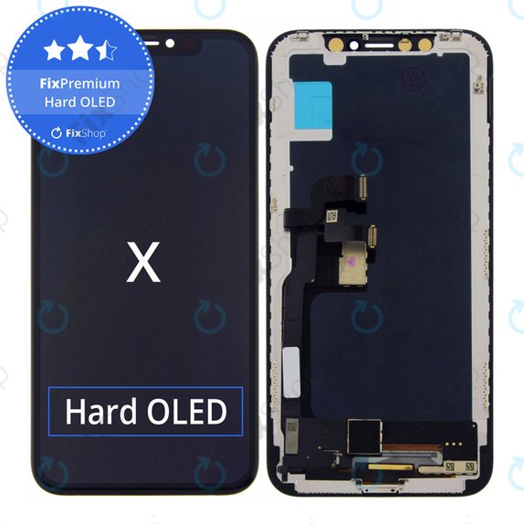 Display Hard OLED für iPhone X, Touchscreen-Glas mit Rahmen, FixPremium