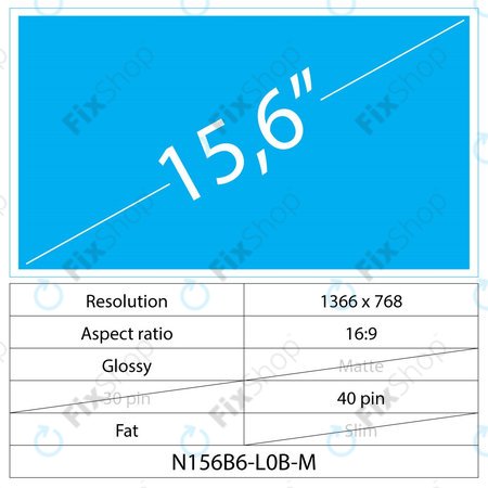 15.6 LCD Fat Matte 40 pin HD