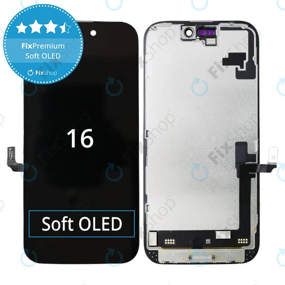 Display Soft OLED für iPhone 16, Touchscreen-Glas mit Rahmen, FixPremium