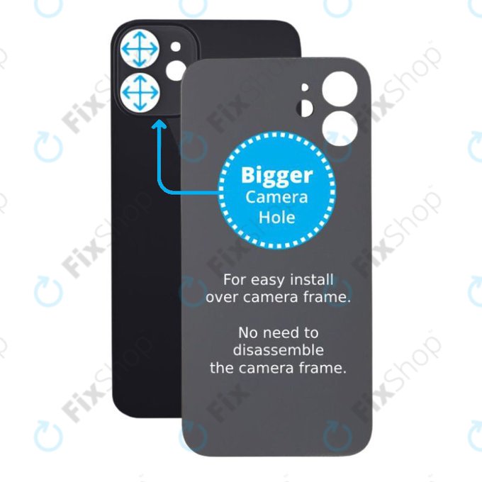 Apple iPhone 12 Mini - Backcover Glas Vergrössertes Ringloch für die Kamera (Black)