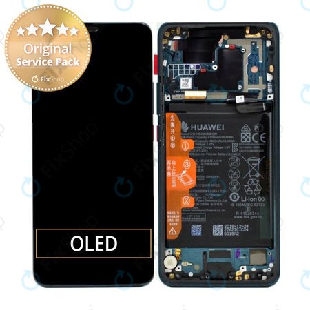 Huawei Mate 20 Pro - LCD Display + Touchscreen Front Glas + Rahmen + Akku Batterie (Emerald Green) - 02352GGB Genuine Service Pack