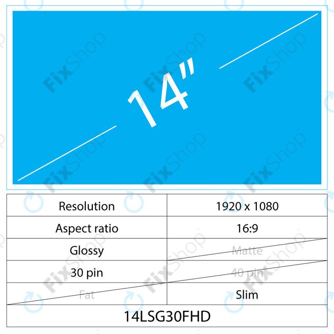 14 LCD Slim Glossy 30 pin FHD