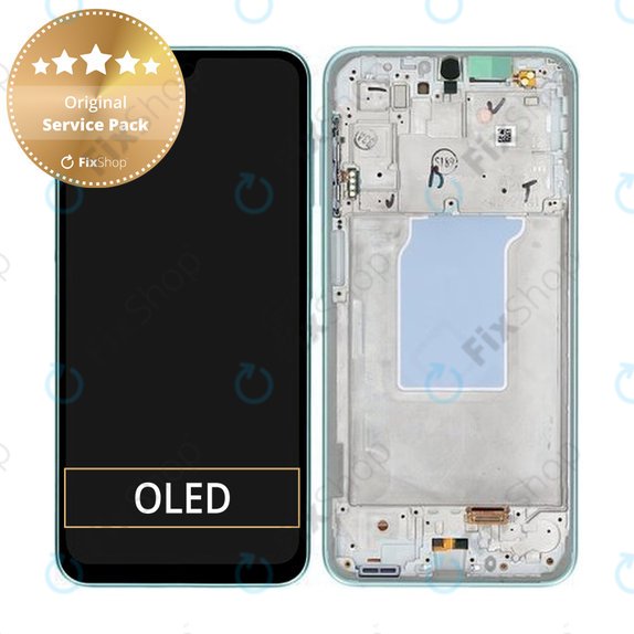 Samsung Galaxy A26 A266E - LCD Display + Touchscreen Front Glas + Rahmen (Mint) - GH82-37049C Genuine Service Pack