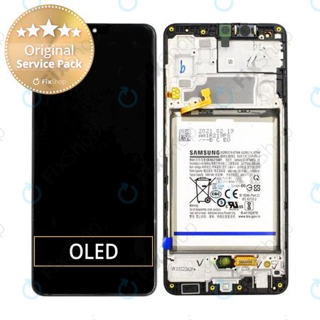 Samsung Galaxy A32 A325F - LCD Display + Touchscreen Front Glas + Rahmen + Akku Batterie (Awesome Black) - GH82-25611A, GH82-25612A Genuine Service Pack