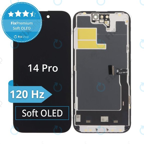 Display Soft OLED 120Hz für iPhone 14 Pro, Touchscreen-Glas mit Rahmen, FixPremium