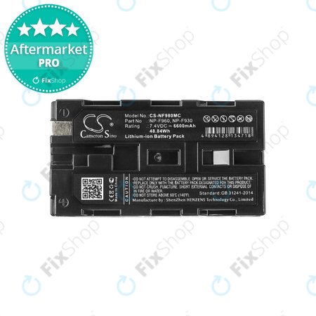 Sony CCD, CVX, DCR, DSR, GV, HDR, HVL, HVR, MPK, MVC, PBD, PLM-series - Akku Batterie NP-F930 / F950 / F960 / F970 / F975 Li-Ion 6600mAh HQ