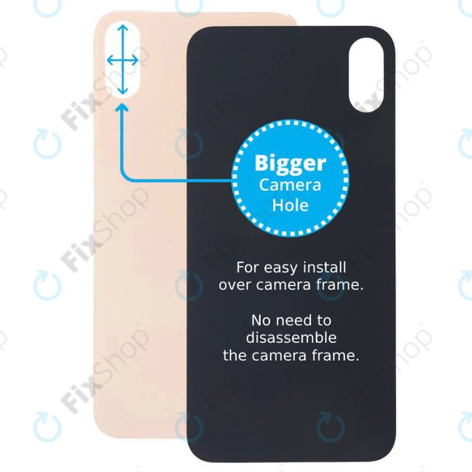 Apple iPhone XS Max - Backcover Glas Vergrössertes Ringloch für die Kamera (Gold)