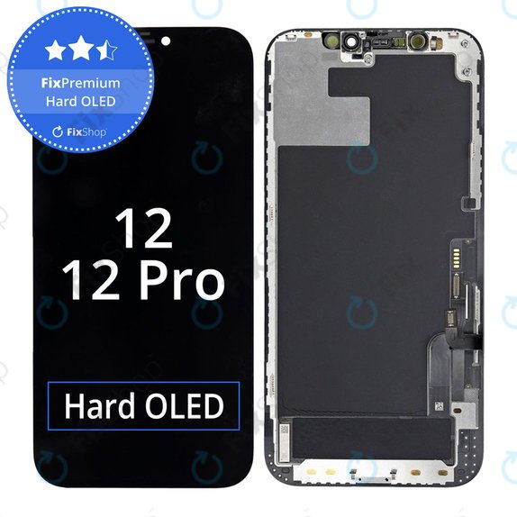 Display Hard OLED für iPhone 12, 12 Pro, Touchscreen-Glas mit Rahmen, FixPremium