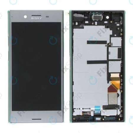 Sony Xperia XZ Premium Dual G8142 - LCD Display + Touchscreen front Glas + Rahmen (Silber) - 1307-9861