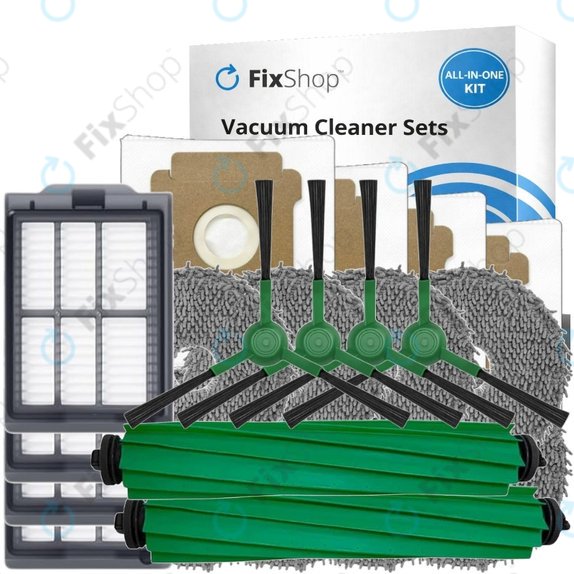Ersatzteilset für iRobot Roomba Plus 405 Combo, 505 Combo (2x Hauptbürste, 4x Filter, 4x Seitenbürste, 8x Wischtuch, 4x Staubbeutel)