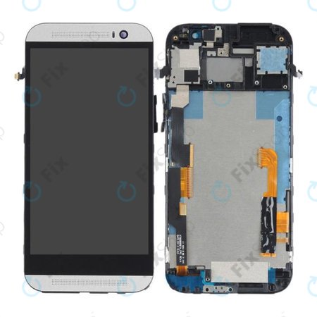 HTC One M8 - LCD Display + Touchscreen front Glas + Rahmen (Silber) - 83H10101-01