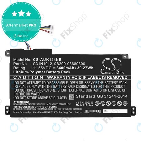 Akku batterie für Asus Vivobook 14, E510, 3400mAh, Li-Pol, 11.55V, C31N1912, HQ