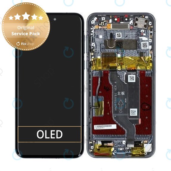 Honor Magic7 Pro - LCD Display + Touchscreen Front Glas + Rahmen (Black) - 0235AMRV Genuine Service Pack