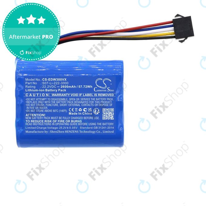 Akku batterie für Ecovacs Winbot X, WA30, WA50, 2600mAh, Li-Ion, 22.2V, S07-Li-222-3000, HQ