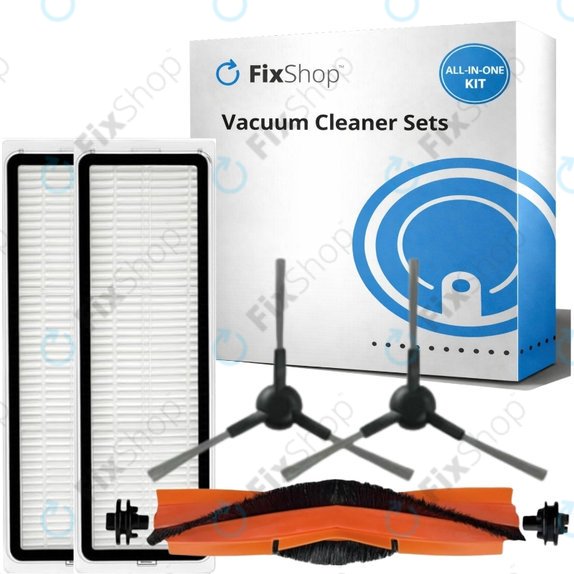 Ersatzteilset für Xiaomi Mi Robot Vacuum S20+, S10+, X20+, X10+ (1x Hauptbürste, 2x Filter, 2x Seitenbürste – schwarz)