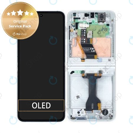 Samsung Galaxy Z Flip 6 F741B - LCD Display + Touchscreen Front Glas + Rahmen (White) - GH82-35014F Genuine Service Pack