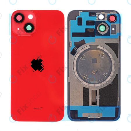 Apple iPhone 14 - Rückgehäuseglas + Kameraglas + Metallplatte + Magsafe-Magnet (Red)