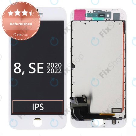 Apple iPhone 8, SE (2020), SE (2022) - LCD Display + Touchscreen Front Glas + Rahmen (White) Refurbished