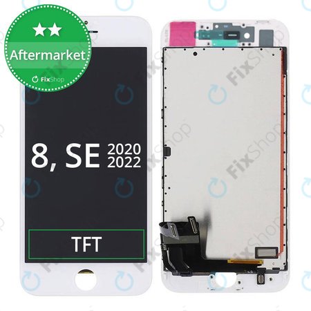 Apple iPhone 8, SE (2020), SE (2022) - LCD Display + Touchscreen Front Glas + Rahmen (White) TFT