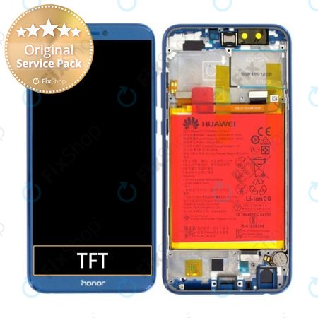 Huawei Honor 9 Lite LLD-L31 - LCD Display + Touchscreen Front Glas + Rahmen + Akku Batterie (Blue) - 02351SNQ Genuine Service Pack