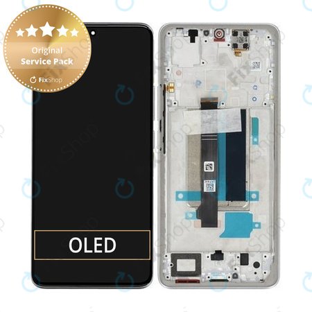 Xiaomi Redmi Note 13 Pro+ 23090RA98C - LCD Display + Touchscreen Front Glas + Rahmen (Moonlight White) - 560001N16U00 Genuine Service Pack