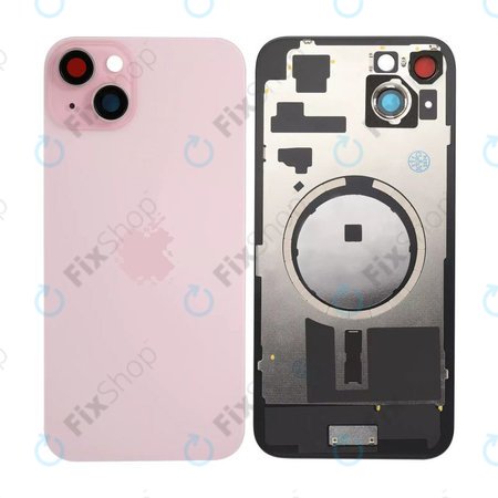 Apple iPhone 15 Plus - Rückgehäuseglas + Kameraglas + Metallplatte + Magsafe-Magnet (Pink)