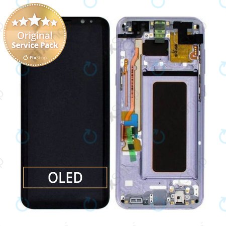 Samsung Galaxy S8 Plus G955F - LCD Display + Touchscreen Front Glas + Rahmen (Orchid Gray) - GH97-20470C, GH97-20564C, GH97-20565C Genuine Service Pack