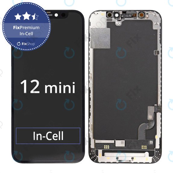 Display In-Cell FHD für iPhone 12 Mini, Touchscreen-Glas mit Rahmen, FixPremium