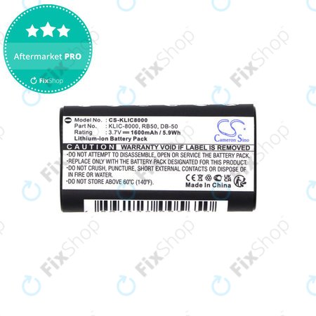 Batterie für Jay-Tech Jay-Cam I4800, Kodak Easyshare Z1012, 1600mAh, Li-Ion, 3.7V, KLIC-8000, HQ