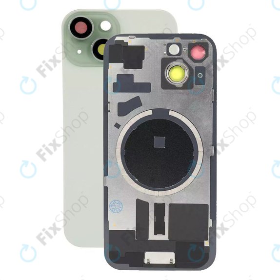 Apple iPhone 15 - Rückgehäuseglas + Kameraglas + Metallplatte + Magsafe-Magnet (Green)