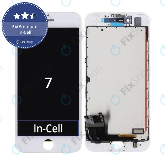 Display In-Cell für iPhone 7, White, Touchscreen-Glas mit Rahmen, FixPremium