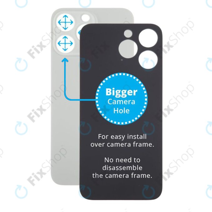 Apple iPhone 15 Pro - Backcover Glas Vergrössertes Ringloch für die Kamera (Natural Titanium)