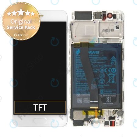 Huawei P10 VTR-L29 - LCD Display + Touchscreen Front Glas + Rahmen + Akku Batterie (Gold) - 02351DJF Genuine Service Pack