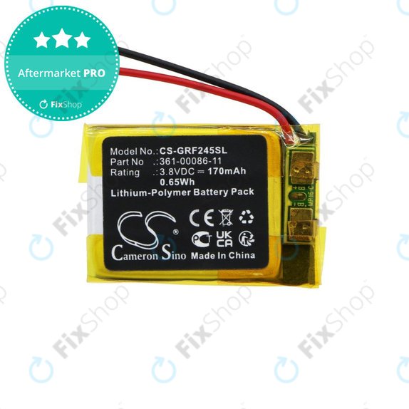 Batterie für Garmin Forerunner 245, Forerunner 245 Music, 170mAh, Li-Pol, 3.8V, 361-00086-11, HQ